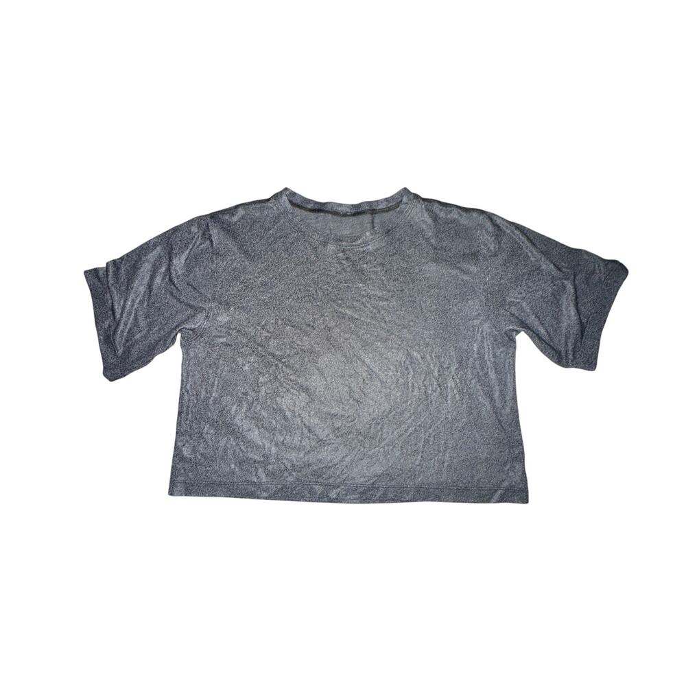 Lululemon To The Beat Tee x SoulCycle Sz 8 Luminosity Foil Print Heathered Black